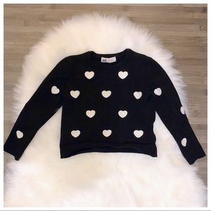H&M Black and White Heart Polka Dot Sweater